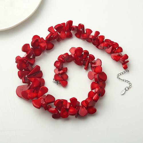 Coral Necklace, Natural Coral, fashion jewelry, red, 10x18mm, Length:47 cm, Sold By PC