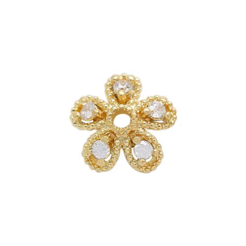 Brass Bead Cap, Flower, gold color plated, DIY & different size for choice & micro pave cubic zirconia, Sold By PC