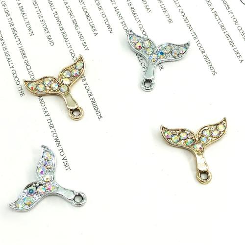 Tibetan Style Rhinestone Pendants, Mermaid tail, plated, DIY & with rhinestone, more colors for choice, 19x20mm, Sold By PC