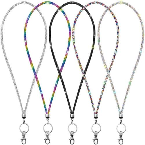 Cotton Cord Lanyard Card Holder, with Tibetan Style, Unisex & with rhinestone, more colors for choice, Length:Approx 48 cm, Sold By PC