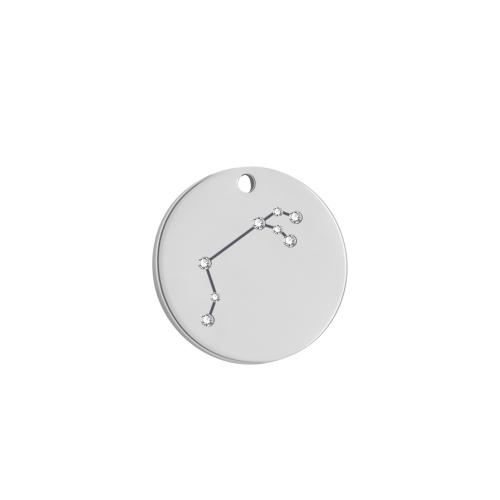 304 Stainless Steel Pendant, 12 Signs of the Zodiac, Vacuum Ion Plating, DIY & with rhinestone, more colors for choice, 20mm, 12PCs/Set, Sold By Set