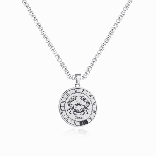 304 Stainless Steel Necklace, 12 Signs of the Zodiac, random style & Unisex, original color, Length:Approx 17.7 Inch, Sold By PC