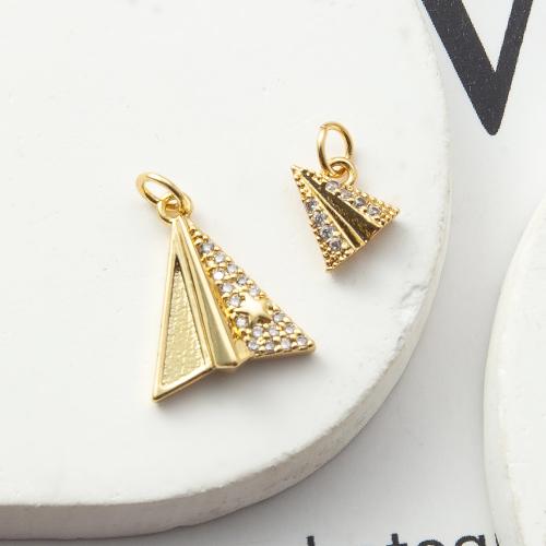 Cubic Zirconia Micro Pave Brass Pendant, plated, fashion jewelry & micro pave cubic zirconia, gold, nickel, lead & cadmium free, 12.20x3.40x16.90mm, Sold By PC