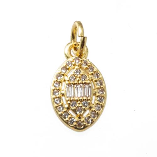 Cubic Zirconia Micro Pave Brass Pendant, plated, fashion jewelry & micro pave cubic zirconia, golden, nickel, lead & cadmium free, 7.80x2.50x16.30mm, Sold By PC