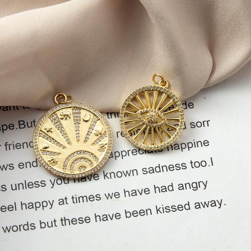 Cubic Zirconia Micro Pave Brass Pendant, plated, fashion jewelry & micro pave cubic zirconia, golden, nickel, lead & cadmium free, 27.60x2.05x35.70mm, Sold By PC