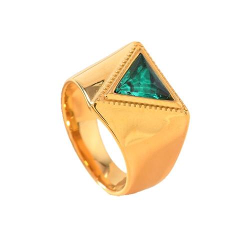 Rhinestone-Edelstahl -Finger-Ring, 304 Edelstahl, goldfarben plattiert, unisex & verschiedene Stile für Wahl & mit Strass, keine, Größe:9, verkauft von PC