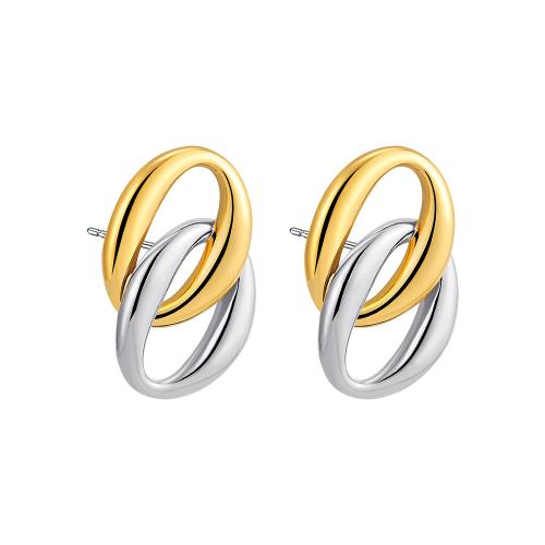 Brass Stud Earring, plated, different size for choice & for woman & two tone & hollow, Sold By Pair