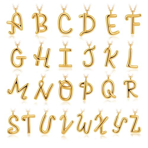 Brass Necklace, Alphabet Letter, 18K gold plated, fashion jewelry & different designs for choice & for woman, Sold By PC