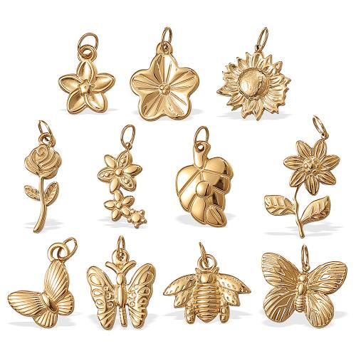 Edelstahl Schmuck Anhänger, 304 Edelstahl, 18K vergoldet, DIY & verschiedene Stile für Wahl, verkauft von PC