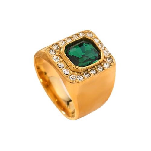 Cubic Zirconia Stainless Steel Finger Ring, 304 Stainless Steel, gold color plated, fashion jewelry & Unisex & micro pave cubic zirconia, more colors for choice, US Ring Size:9, Sold By PC