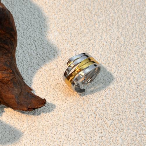304 Stainless Steel Cuff Finger Ring, plated, fashion jewelry & for man & two tone, Sold By PC