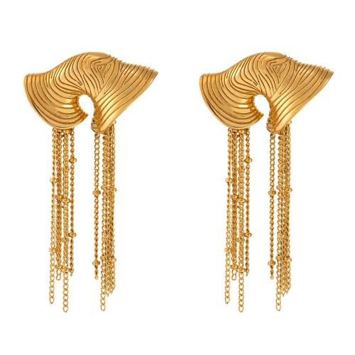 304 Stainless Steel Tassel Earring, plated, fashion jewelry & for woman, more colors for choice, Sold By Pair