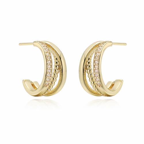 Cubic Zirconia Micro Pave Brass Earring, plated, fashion jewelry & micro pave cubic zirconia, more colors for choice, nickel, lead & cadmium free, Sold By Pair
