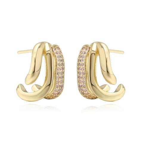 Cubic Zirconia Micro Pave Brass Earring, plated, fashion jewelry & micro pave cubic zirconia, more colors for choice, nickel, lead & cadmium free, Sold By PC