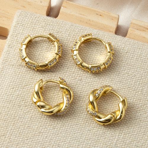 Cubic Zirconia Micro Pave Brass Earring, plated, fashion jewelry & micro pave cubic zirconia, golden, nickel, lead & cadmium free, 15.95x3.70x14.50mm, Sold By Pair