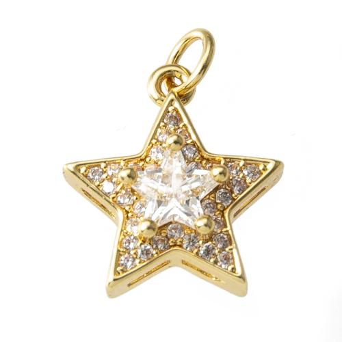 Befestigter Zirkonia Messing Anhänger, Stern, plattiert, Modeschmuck & Micro pave Zirkonia, keine, frei von Nickel, Blei & Kadmium, 15.15x6.30x20.10mm, verkauft von PC