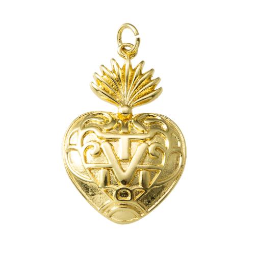Colgantes de la joyería de cobre amarillo, metal, Corazón, chapado, dorado, libre de níquel, plomo & cadmio, 20x3.80x33.80mm, Vendido por UD