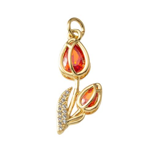 Cubic Zirconia Micro Pave Brass Pendant, Flower, plated, fashion jewelry & micro pave cubic zirconia, more colors for choice, nickel, lead & cadmium free, 10x4.50x27.50mm, Sold By PC