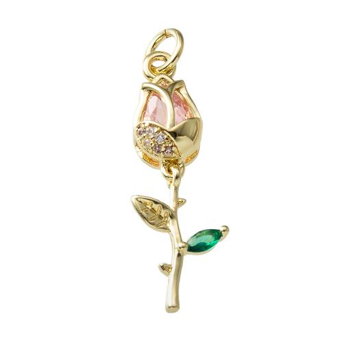 Cubic Zirconia Micro Pave Brass Pendant, Heart, plated, fashion jewelry & micro pave cubic zirconia, golden, nickel, lead & cadmium free, 6.70x5.20x29.70mm, Sold By PC