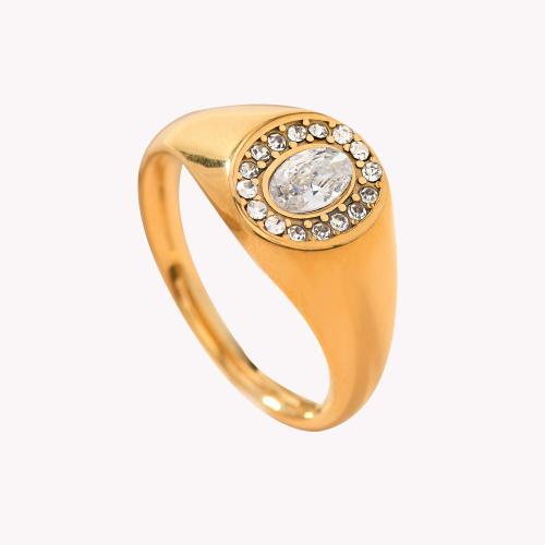 Rhinestone Stainless Steel Finger Ring, 304 Stainless Steel, with Cubic Zirconia, gold color plated, Unisex & different size for choice & with rhinestone, more colors for choice, Sold By PC
