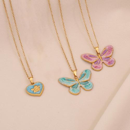 Stainless Steel Jewelry Necklace, 304 Stainless Steel, plated, different styles for choice & for woman & enamel, more colors for choice, Sold By PC