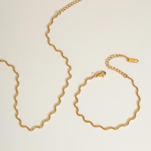Fashion Stainless Steel Jewelry Sets, 304 Stainless Steel, Vacuum Ion Plating, fashion jewelry & different styles for choice & for woman, golden, Sold By PC