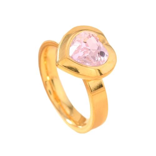 Zirkonia Edelstahl-Finger- Ring, 304 Edelstahl, mit kubischer Zirkonia, 18K vergoldet, Modeschmuck & verschiedene Größen vorhanden & für Frau, keine, verkauft von PC
