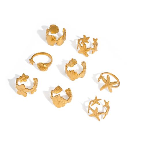Stainless Steel Finger Ring, 304 Stainless Steel, 18K gold plated, fashion jewelry & different styles for choice & for woman, Sold By PC