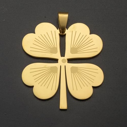 Bijoux pendentifs en acier inoxydable , Acier inoxydable 304, Trèfle à quatre feuilles, Placage de couleur d'or, DIY, doré, 20.68x3.70x38.65mm, Vendu par PC