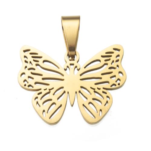 Stainless Steel Animal Pendants, 304 Stainless Steel, Butterfly, plated, DIY, more colors for choice, 19.76x1.32x21.10mm, Sold By PC