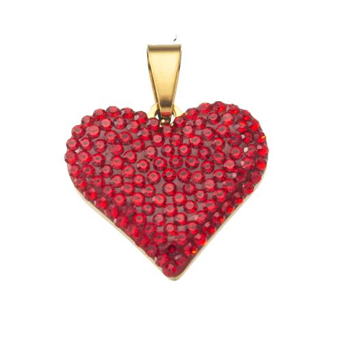 Stainless Steel Heart Pendants, 304 Stainless Steel, plated, DIY & with rhinestone, more colors for choice, 20x3.58x25.35mm, Sold By PC