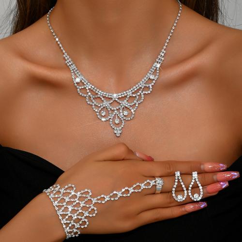 Tibetan Style Jewelry Set, silver color plated, different styles for choice & for woman & with rhinestone, Sold By Set
