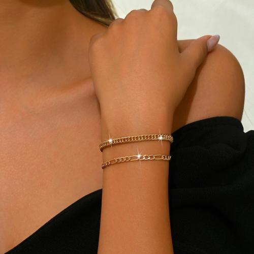Zinklegierung Armband-Set, mit Verlängerungskettchen von 2.4inch, goldfarben plattiert, 2 Stück & unisex, Länge:ca. 8 ZollInch, verkauft von setzen