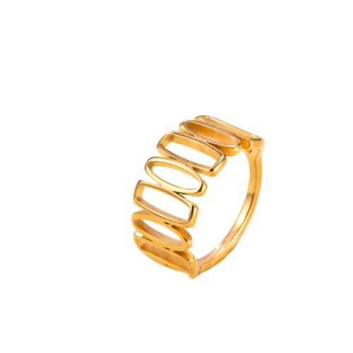 Stainless Steel Finger Ring, 304 Stainless Steel, plated, different size for choice & for woman & hollow, golden, Sold By PC