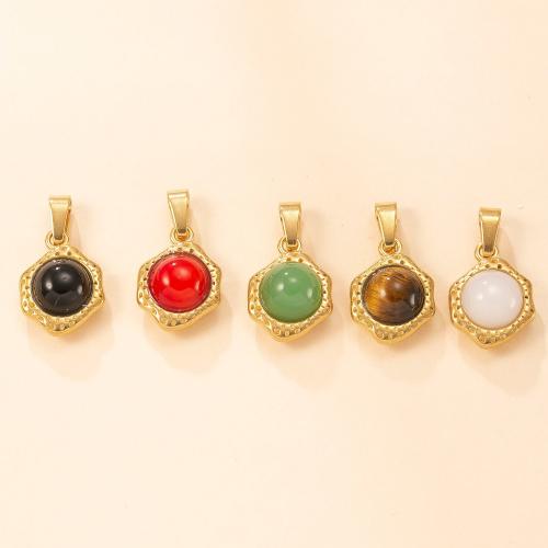304 Stainless Steel Pendant, with Natural Stone, 18K gold plated, DIY & different materials for choice, more colors for choice, Sold By PC