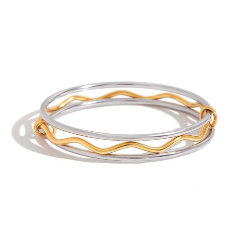 Stainless Steel Bangle, 304 Stainless Steel, plated, three layers & for woman & two tone, Sold By PC