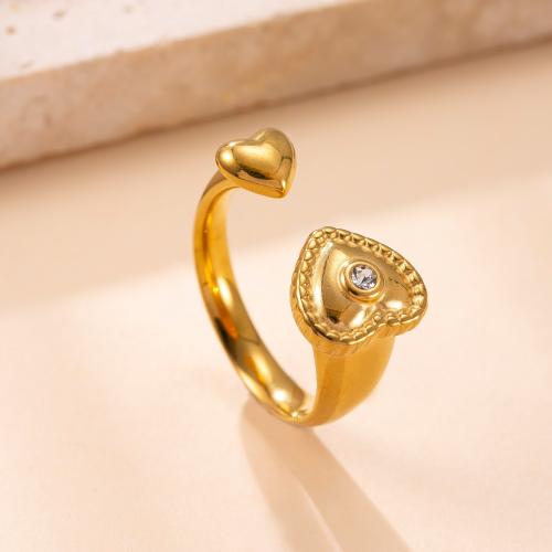 304 Stainless Steel Cuff Finger Ring, 18K gold plated, different styles for choice & for woman & with rhinestone, Sold By PC