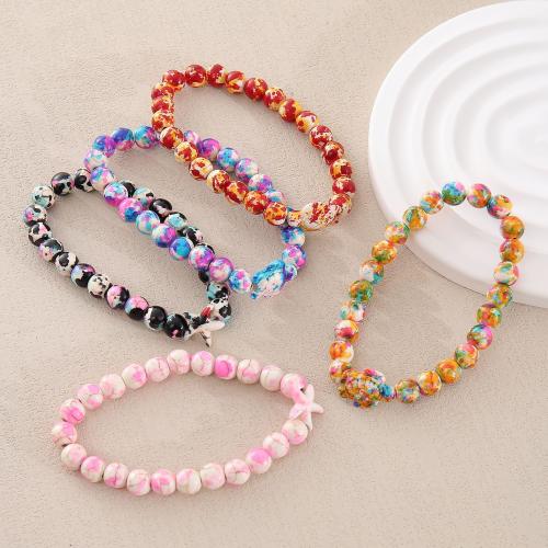 Gemstone Bracelets, Natural Stone, with Elastic Thread, handmade, fashion jewelry & different materials for choice & Unisex, multi-colored, Length:7.08 Inch, Sold By PC