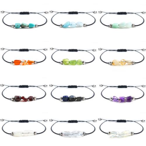 Gemstone Bracelets, Natural Stone, with Knot Cord, handmade, fashion jewelry & different materials for choice & Unisex, Sold By PC