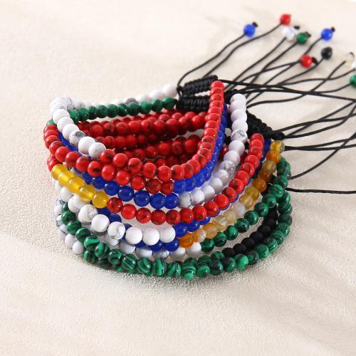 Gemstone Bracelets, Natural Stone, with Knot Cord, handmade, fashion jewelry & different materials for choice & Unisex, Sold By PC