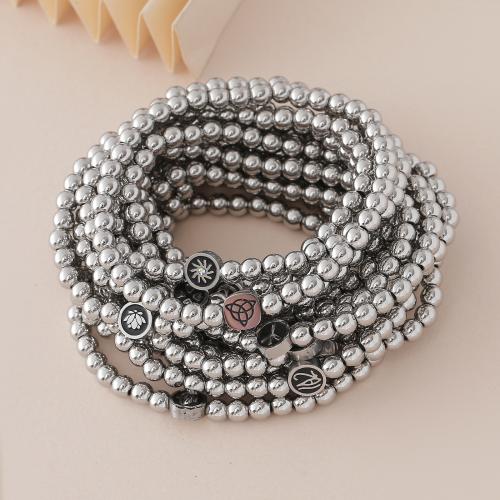 Stainless Steel Jewelry Bracelet, 304 Stainless Steel, with Elastic Thread, Unisex & different designs for choice & enamel, original color, Length:7.48 Inch, Sold By PC