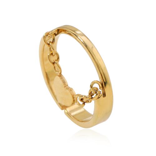 304 Edelstahl Manschette Fingerring, plattiert, Modeschmuck & für Frau, goldfarben, Größe:7, verkauft von PC
