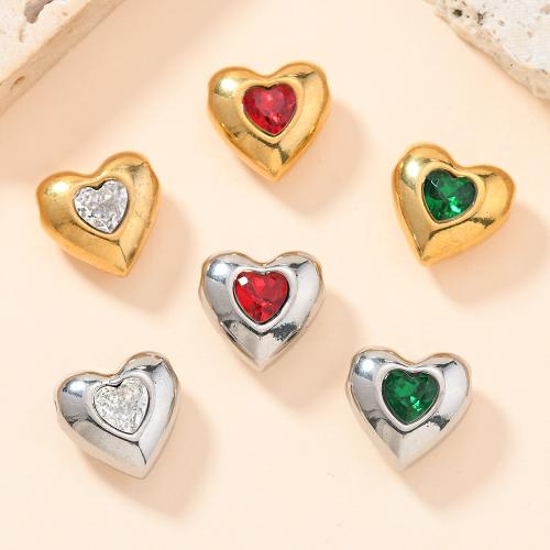 304 Stainless Steel Pendant, Heart, plated, DIY & with rhinestone, more colors for choice, Sold By PC