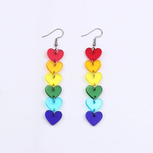 Acrylic Jewelry Earring, Brass, with Acrylic, printing, fashion jewelry & for woman, more colors for choice, Sold By Pair
