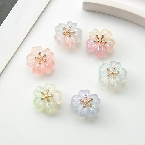 Resin Decoration, Flower, DIY & imitation pearl & with rhinestone, more colors for choice, 16.20x8.80x15.80mm, Sold By PC
