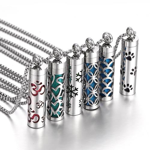 304 Stainless Steel Aromatherapy Necklace, Perfume Bottle, plated, fashion jewelry, more colors for choice, 100PCs/Bag, Sold By Bag
