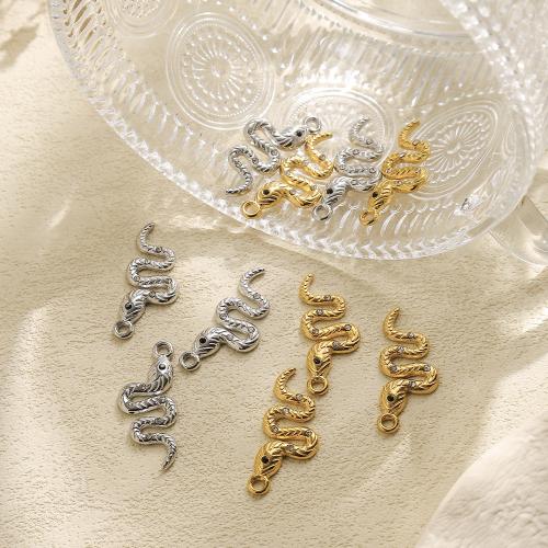 acero inoxidable 304 colgante, Serpiente, chapado, Bricolaje & micro arcilla de zirconia cúbica, más colores para la opción, 10PCs/Bolsa, Vendido por Bolsa