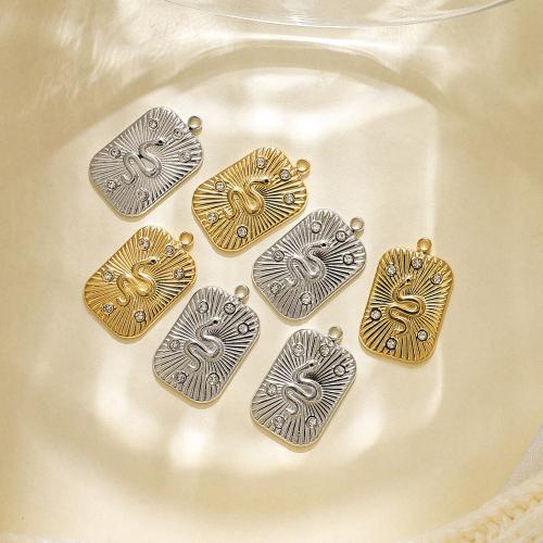 304 Stainless Steel Pendant, Snake, plated, DIY & micro pave cubic zirconia, more colors for choice, 10PCs/Bag, Sold By Bag