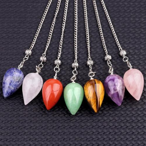 Gemstone Pendulum, with Tibetan Style, Teardrop, polished, different materials for choice & Unisex, Sold By PC