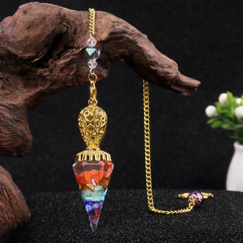 Gemstone Pendulum, with Resin & Tibetan Style, Geometrical Pattern, polished, different materials for choice & Unisex, Sold By PC
